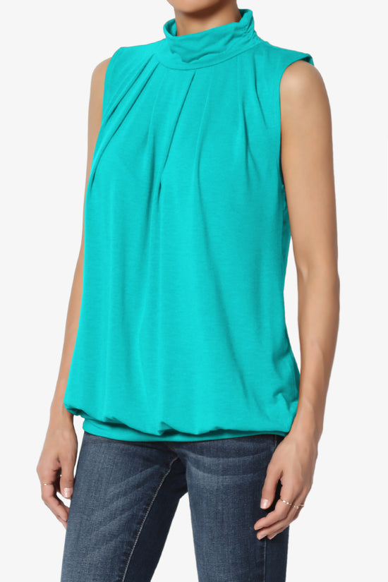 Load image into Gallery viewer, Jibbitz Sleeveless Mock Neck Pleated Top ICE BLUE_3
