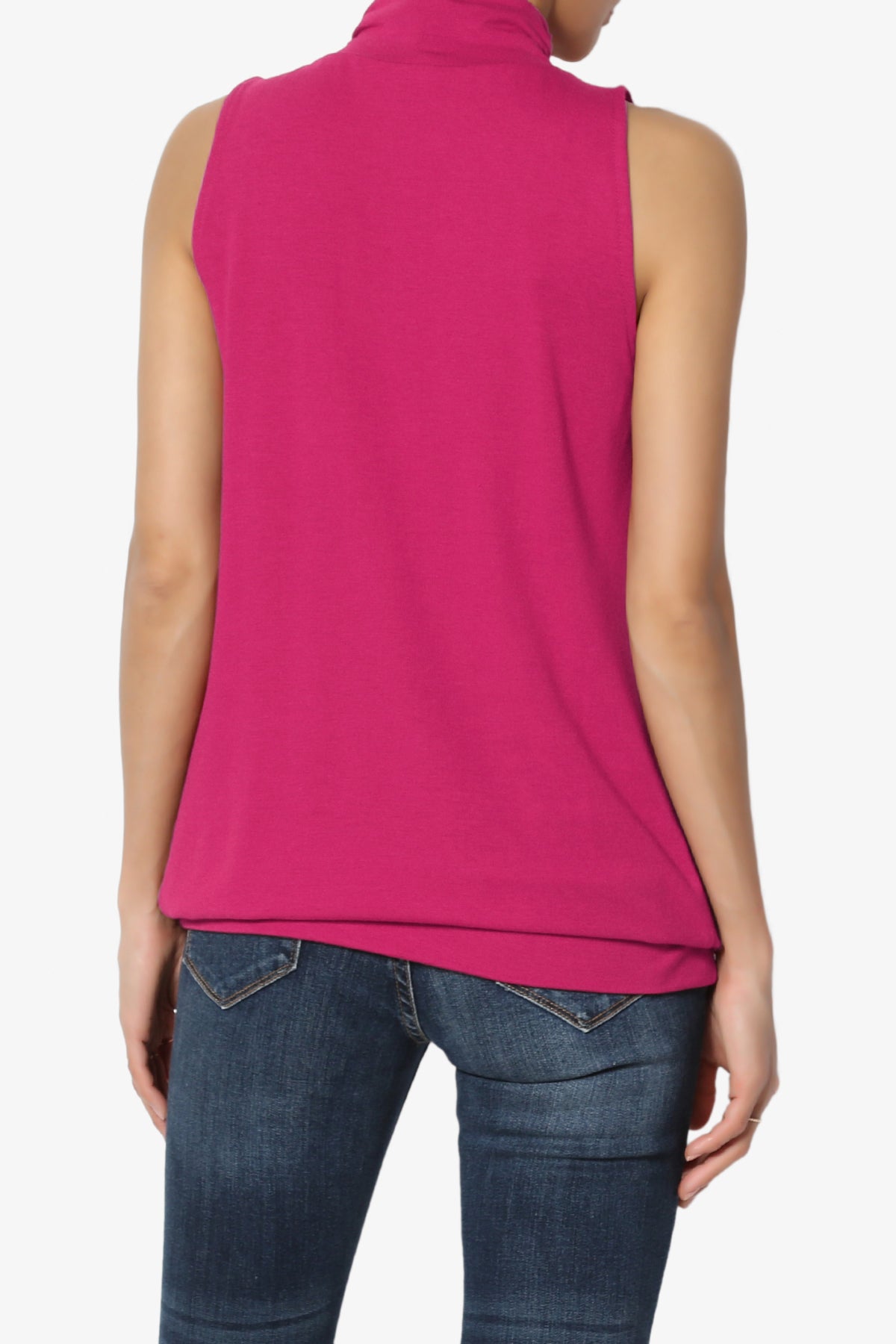 Load image into Gallery viewer, Jibbitz Sleeveless Mock Neck Pleated Top MAGENTA_2
