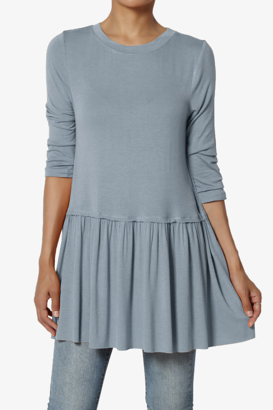 Tofino 3/4 Sleeve Pleated Peplum Top