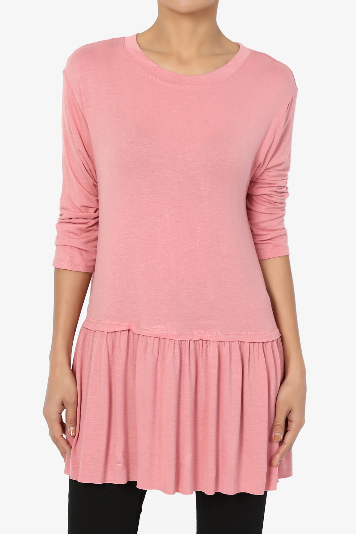 Tofino 3/4 Sleeve Pleated Peplum Top