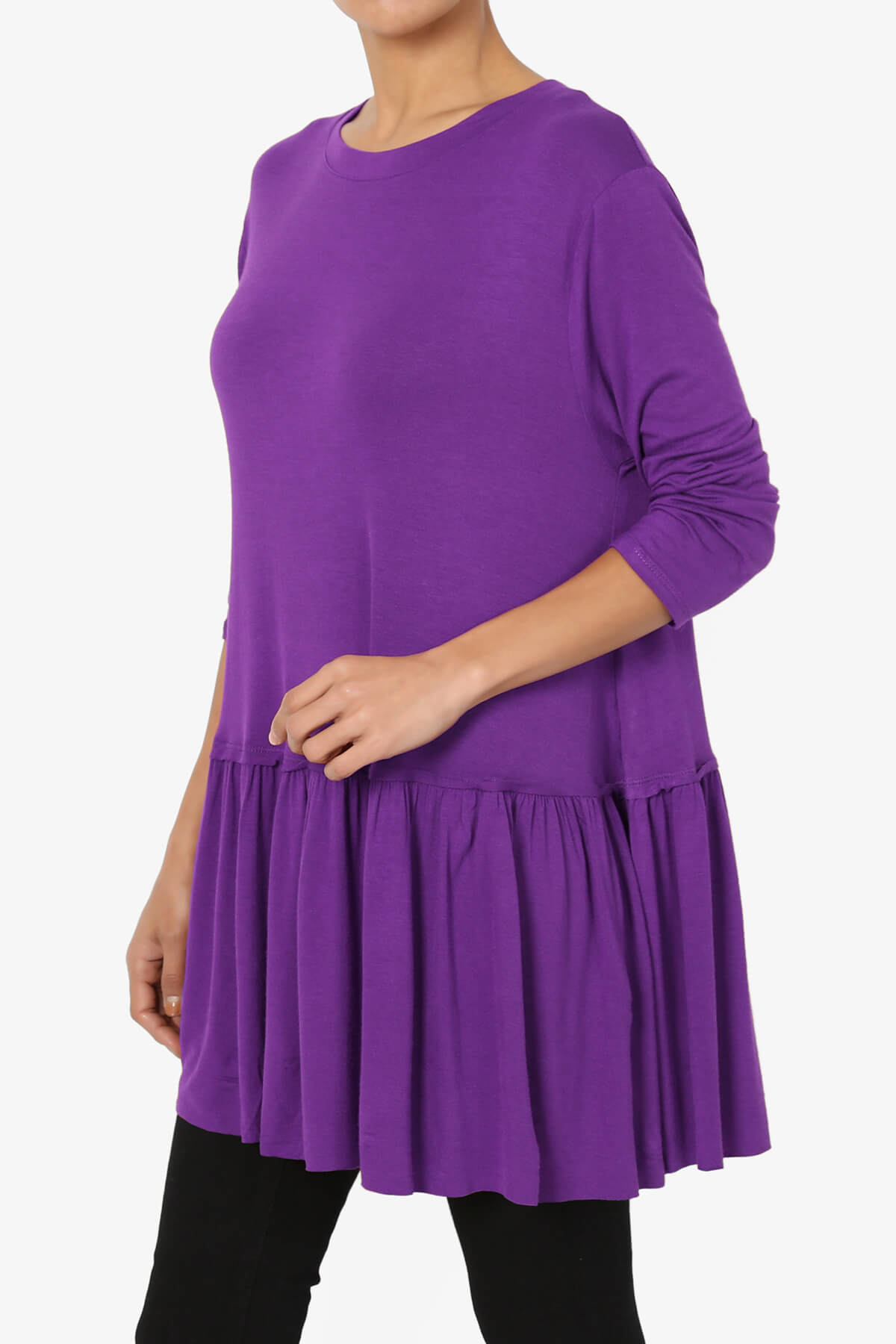 Tofino 3/4 Sleeve Pleated Peplum Top