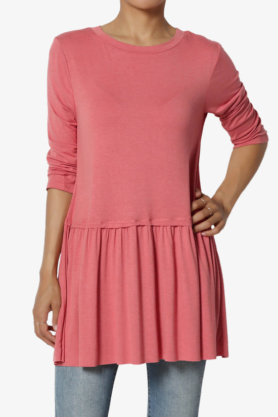 Tofino 3/4 Sleeve Pleated Peplum Top