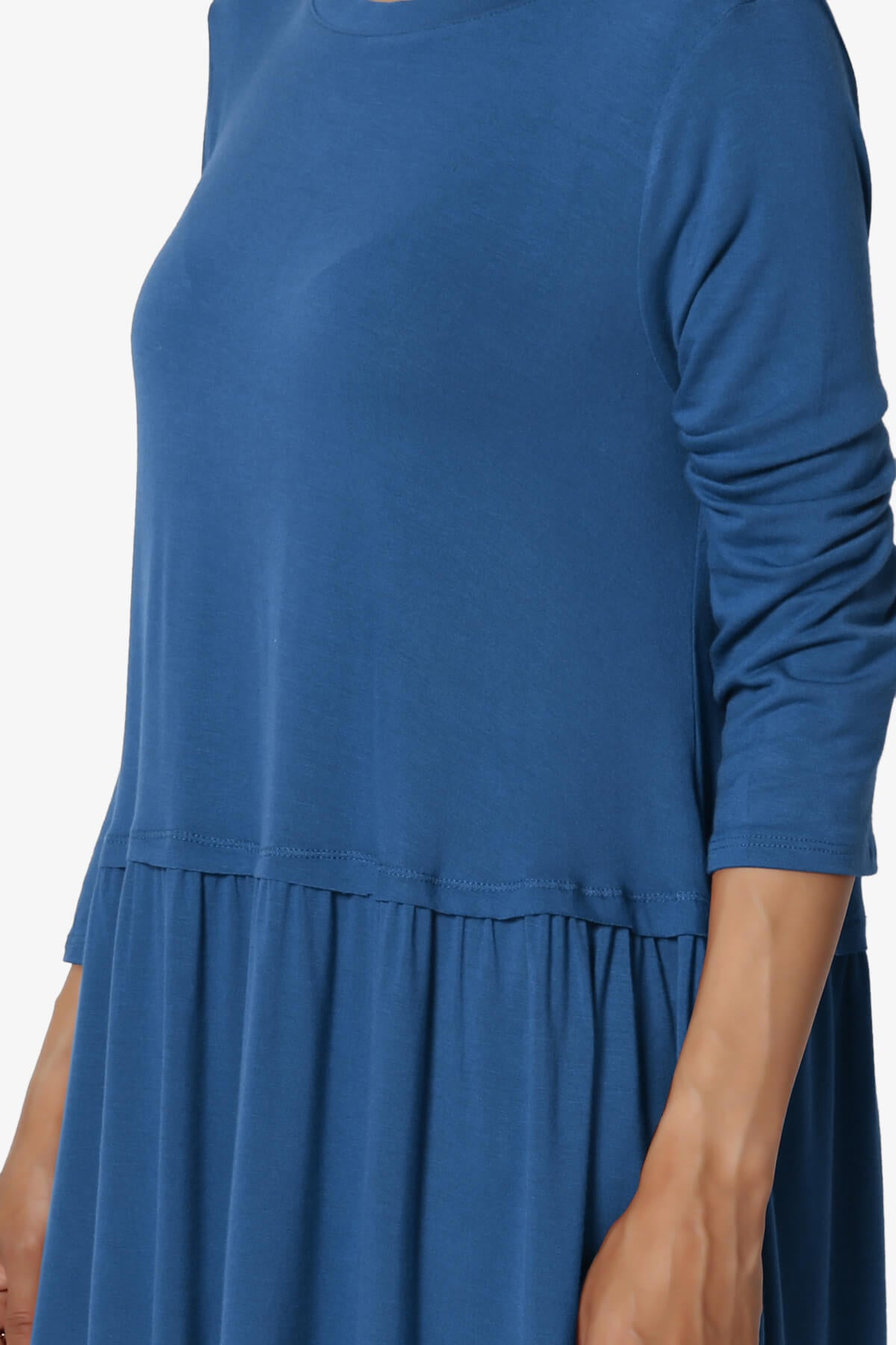 Tofino 3/4 Sleeve Pleated Peplum Top