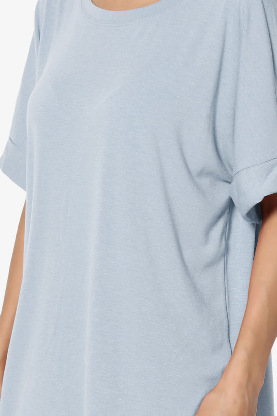 Load image into Gallery viewer, Onella Round Neck Rolled Short Sleeve Top ASH BLUE_5
