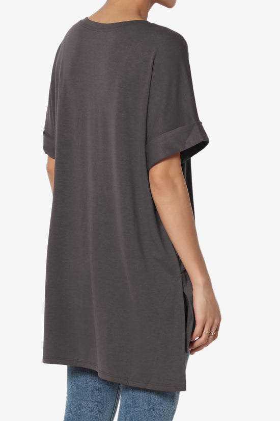 Load image into Gallery viewer, Onella Round Neck Rolled Short Sleeve Top ASH GREY_4
