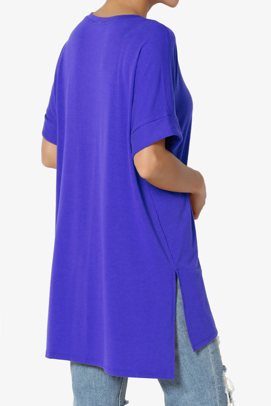 Onella Round Neck Rolled Short Sleeve Top BRIGHT BLUE_4