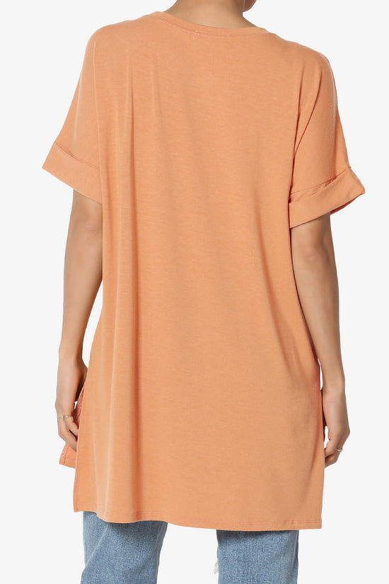 Onella Round Neck Rolled Short Sleeve Top BUTTER ORANGE_2