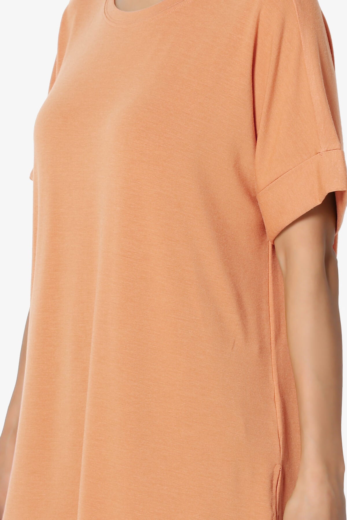 Load image into Gallery viewer, Onella Round Neck Rolled Short Sleeve Top BUTTER ORANGE_5

