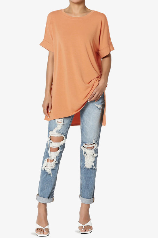 Load image into Gallery viewer, Onella Round Neck Rolled Short Sleeve Top BUTTER ORANGE_6
