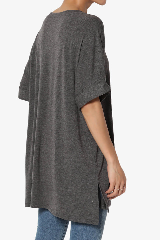 Load image into Gallery viewer, Onella Round Neck Rolled Short Sleeve Top CHARCOAL_4
