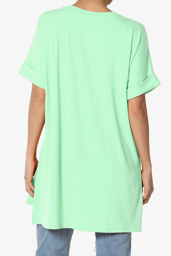 Onella Round Neck Rolled Short Sleeve Top GREEN MINT_2