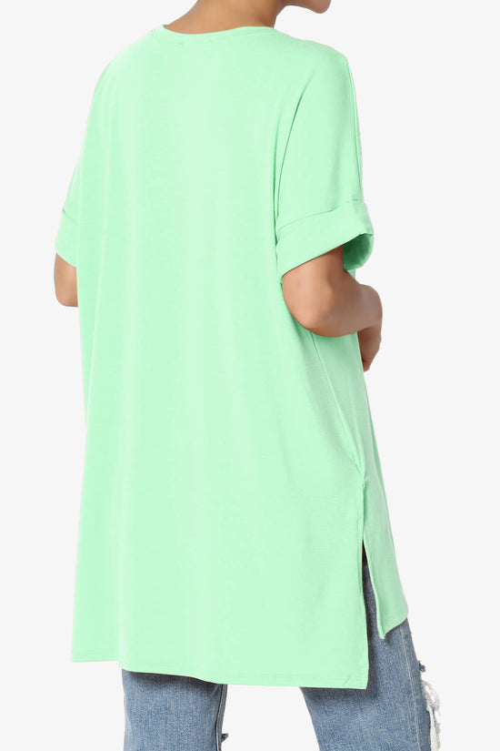 Onella Round Neck Rolled Short Sleeve Top GREEN MINT_4