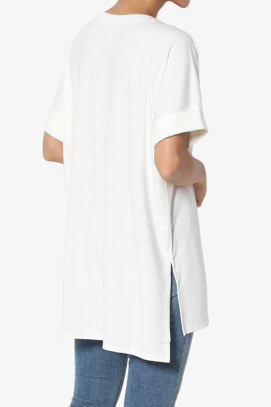 Onella Round Neck Rolled Short Sleeve Top IVORY_4