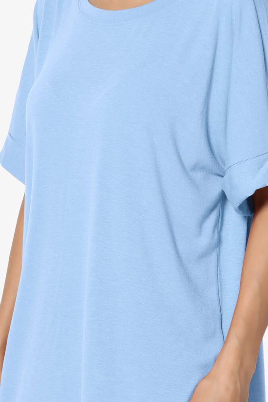 Onella Round Neck Rolled Short Sleeve Top LIGHT BLUE_5
