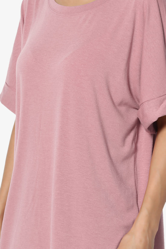 Onella Round Neck Rolled Short Sleeve Top LIGHT ROSE_5