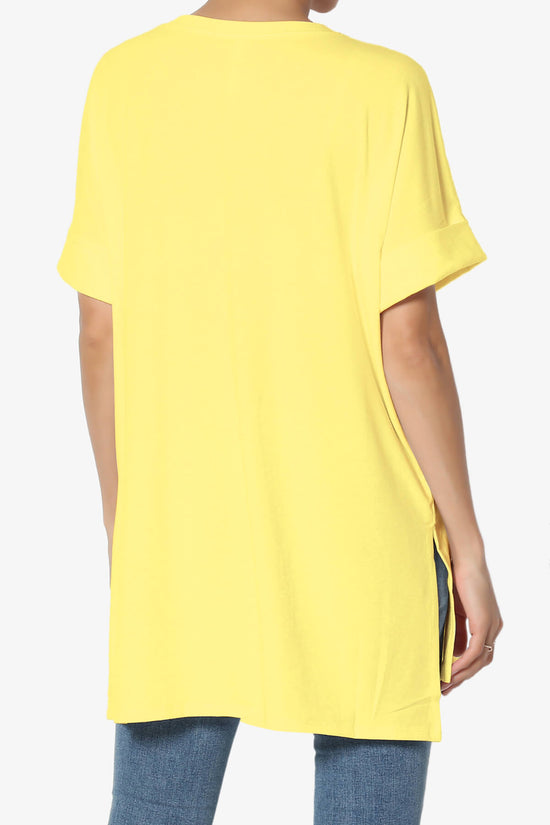 Onella Round Neck Rolled Short Sleeve Top YELLOW_2