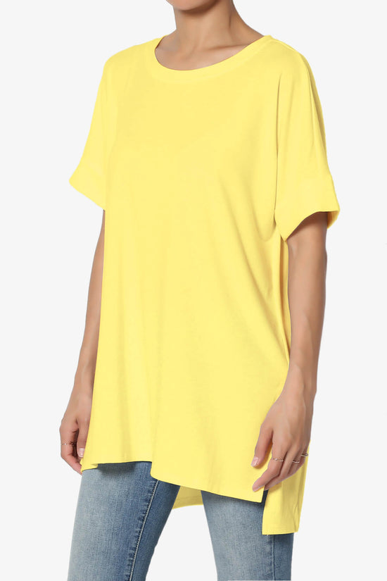 Onella Round Neck Rolled Short Sleeve Top YELLOW_3