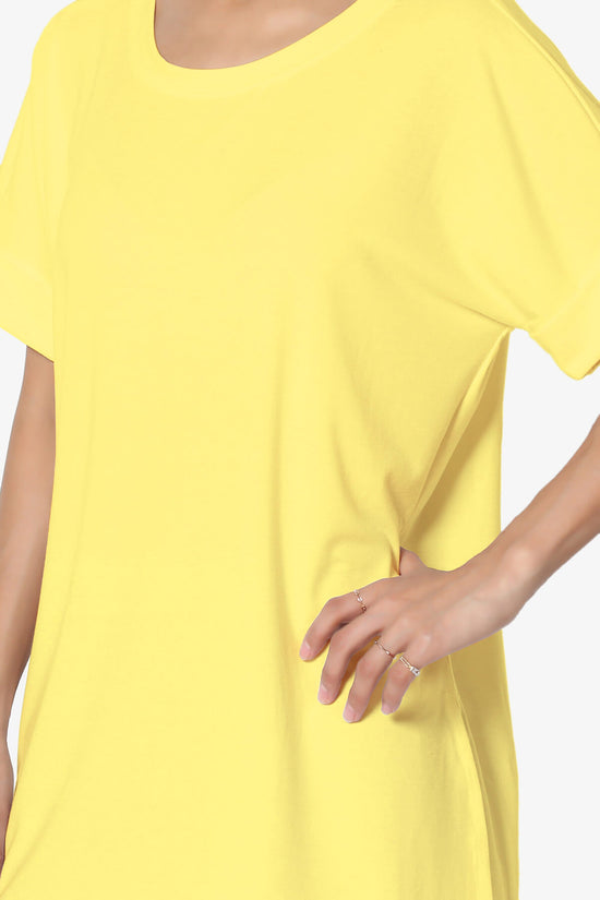 Onella Round Neck Rolled Short Sleeve Top YELLOW_5