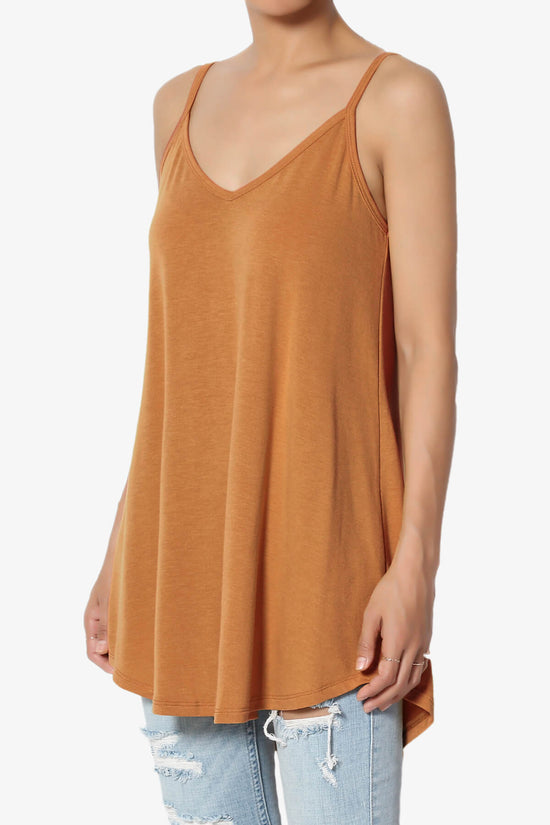 Chelsea Scoop & V Neck Flared Camisole Top ALMOND_3
