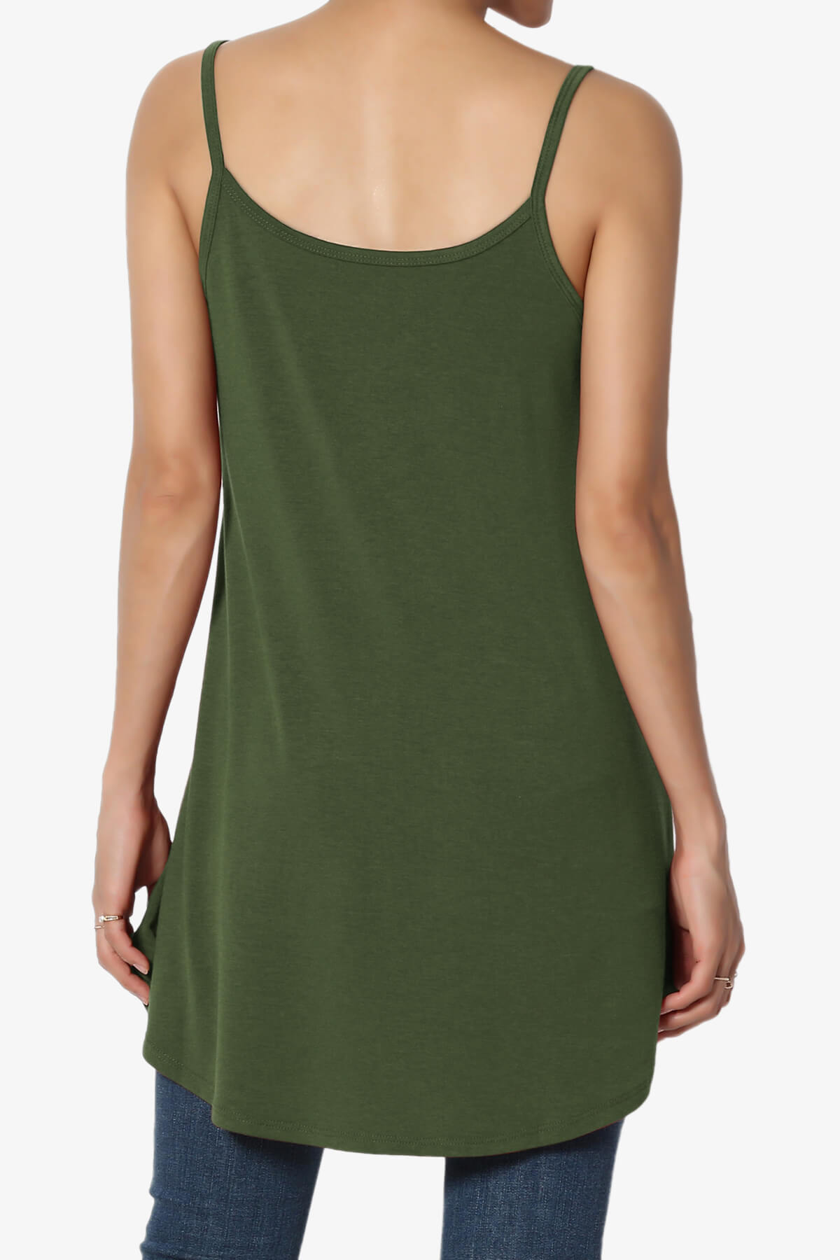 Chelsea Scoop & V Neck Flared Camisole Top ARMY GREEN_2