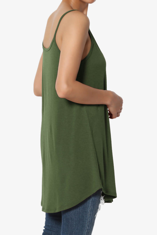 Chelsea Scoop & V Neck Flared Camisole Top ARMY GREEN_4