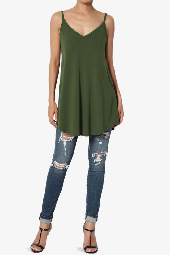 Chelsea Scoop & V Neck Flared Camisole Top ARMY GREEN_6