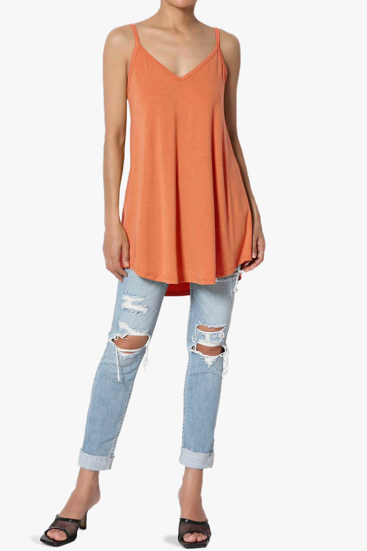 Load image into Gallery viewer, Chelsea Scoop &amp;amp; V Neck Flared Camisole Top ASH COPPER_6
