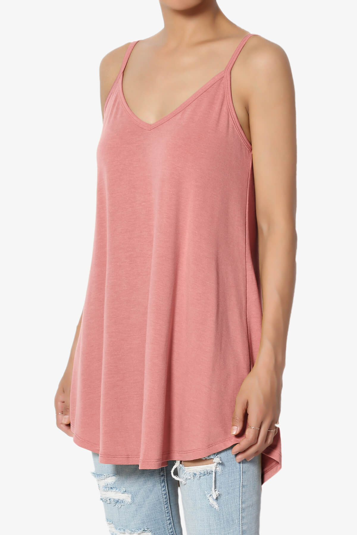 Chelsea Scoop & V Neck Flared Camisole Top ASH ROSE_3