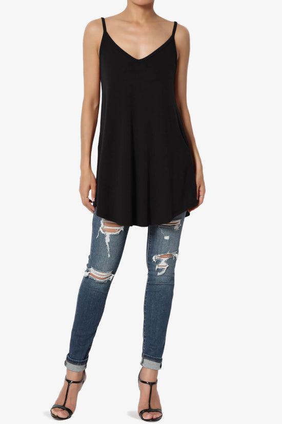 Chelsea Scoop & V Neck Flared Camisole Top BLACK_6