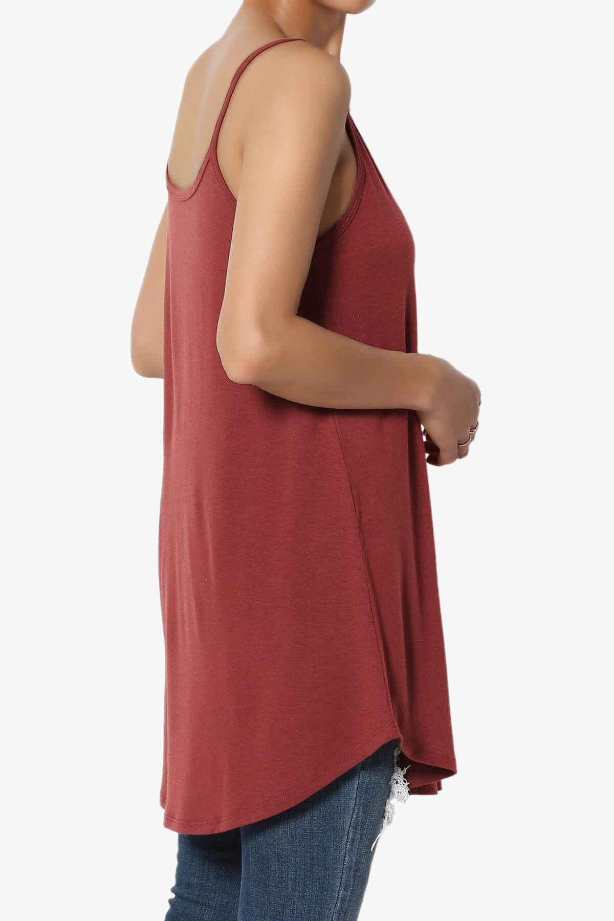 Chelsea Scoop & V Neck Flared Camisole Top BRICK_4