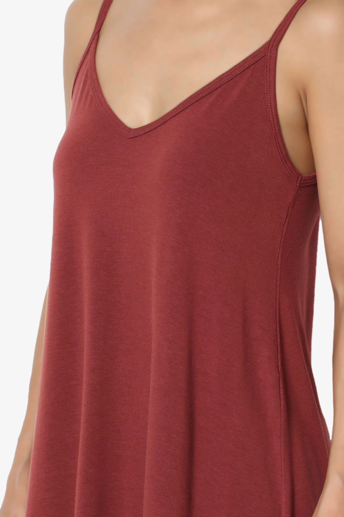 Chelsea Scoop & V Neck Flared Camisole Top BRICK_5