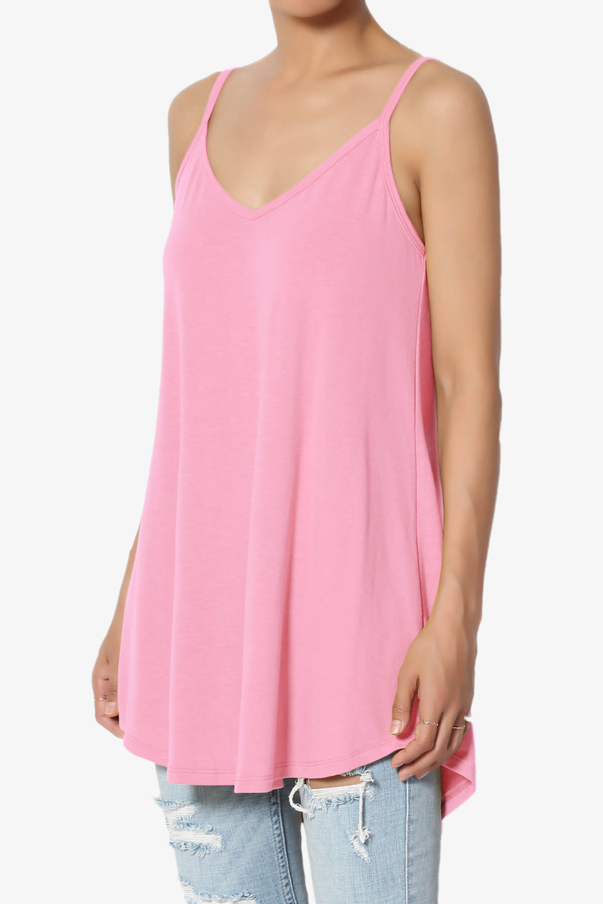 Chelsea Scoop & V Neck Flared Camisole Top CANDY PINK_3