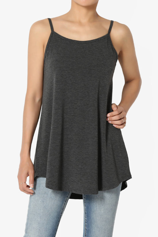Chelsea Scoop & V Neck Flared Camisole Top CHARCOAL_1