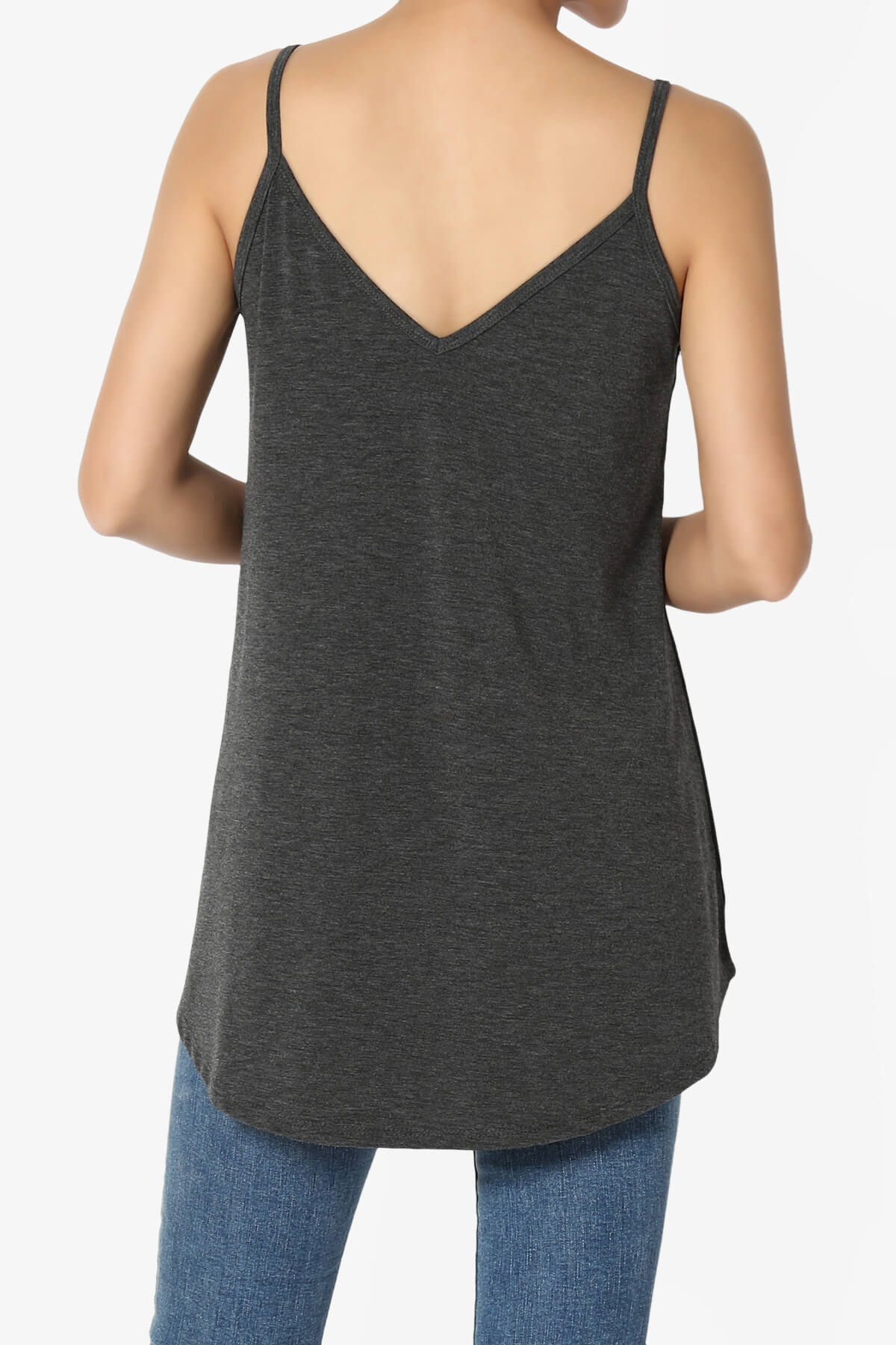 Chelsea Scoop & V Neck Flared Camisole Top CHARCOAL_2