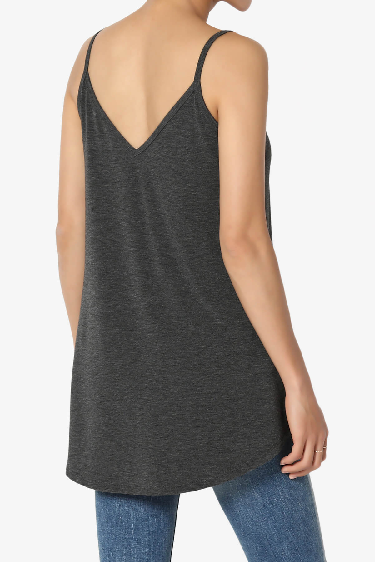 Chelsea Scoop & V Neck Flared Camisole Top CHARCOAL_4