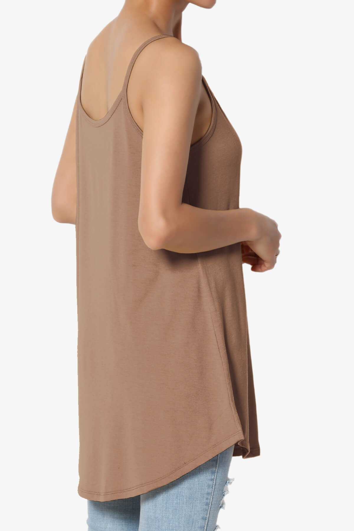 Chelsea Scoop & V Neck Flared Camisole Top COCOA_4