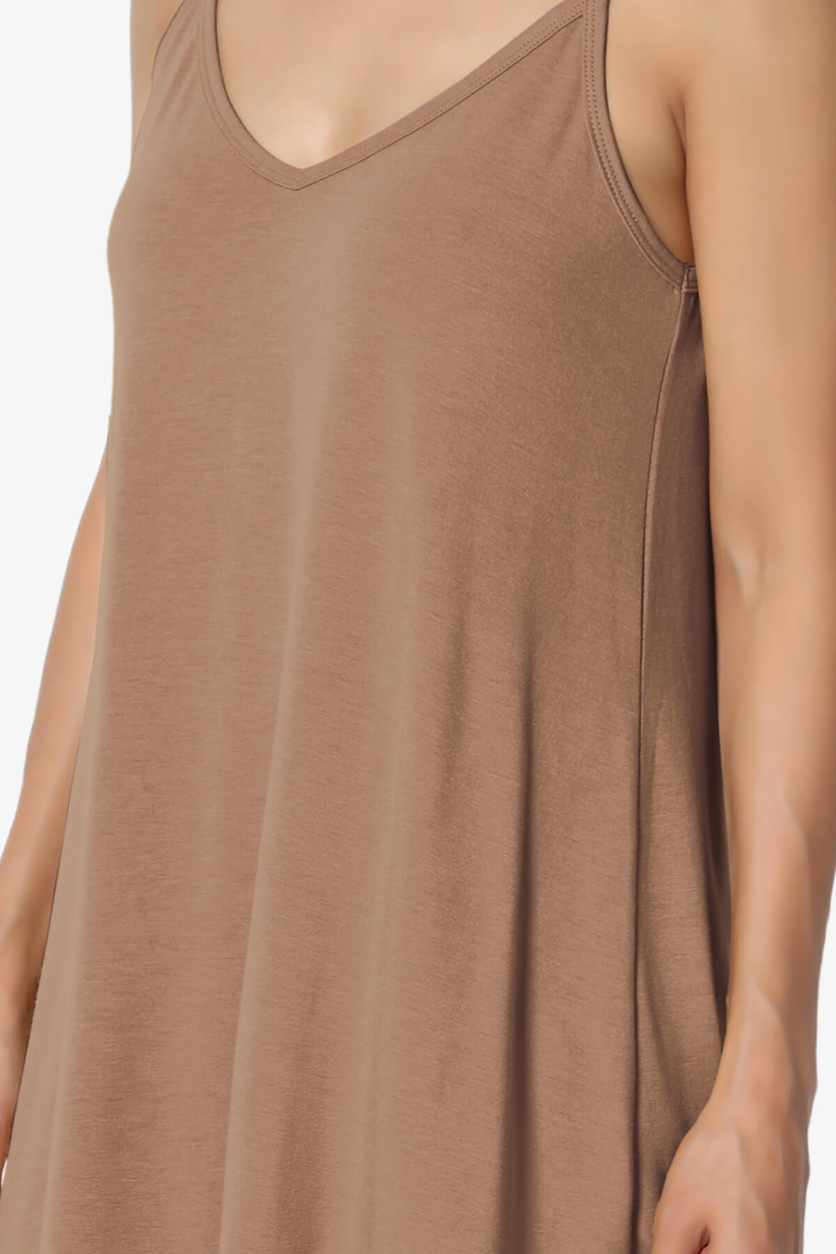 Chelsea Scoop & V Neck Flared Camisole Top COCOA_5