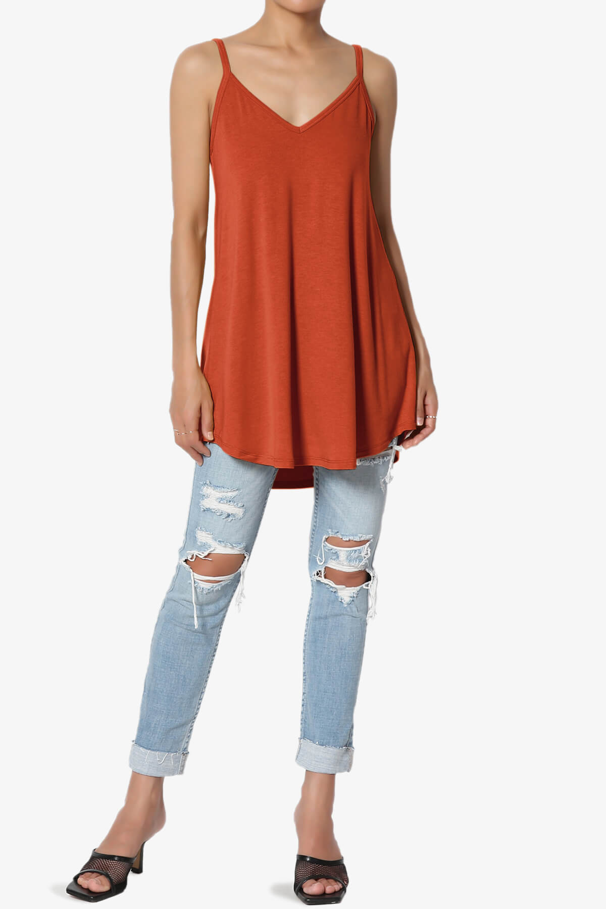 Chelsea Scoop & V Neck Flared Camisole Top COPPER_6
