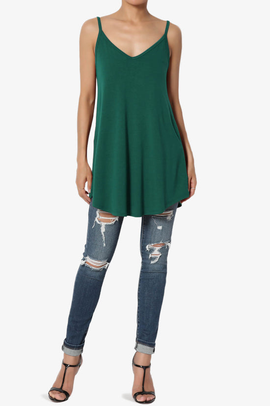 Chelsea Scoop & V Neck Flared Camisole Top DARK GREEN_6