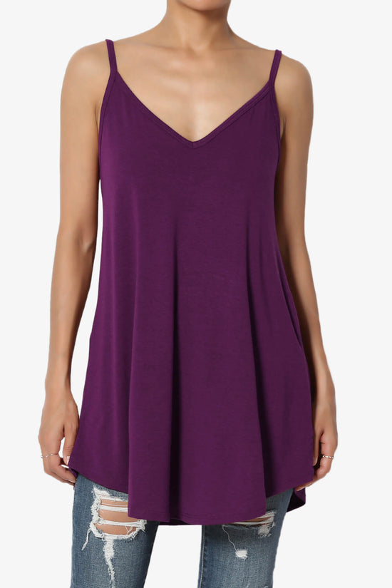 Chelsea Scoop & V Neck Flared Camisole Top DARK PLUM_1