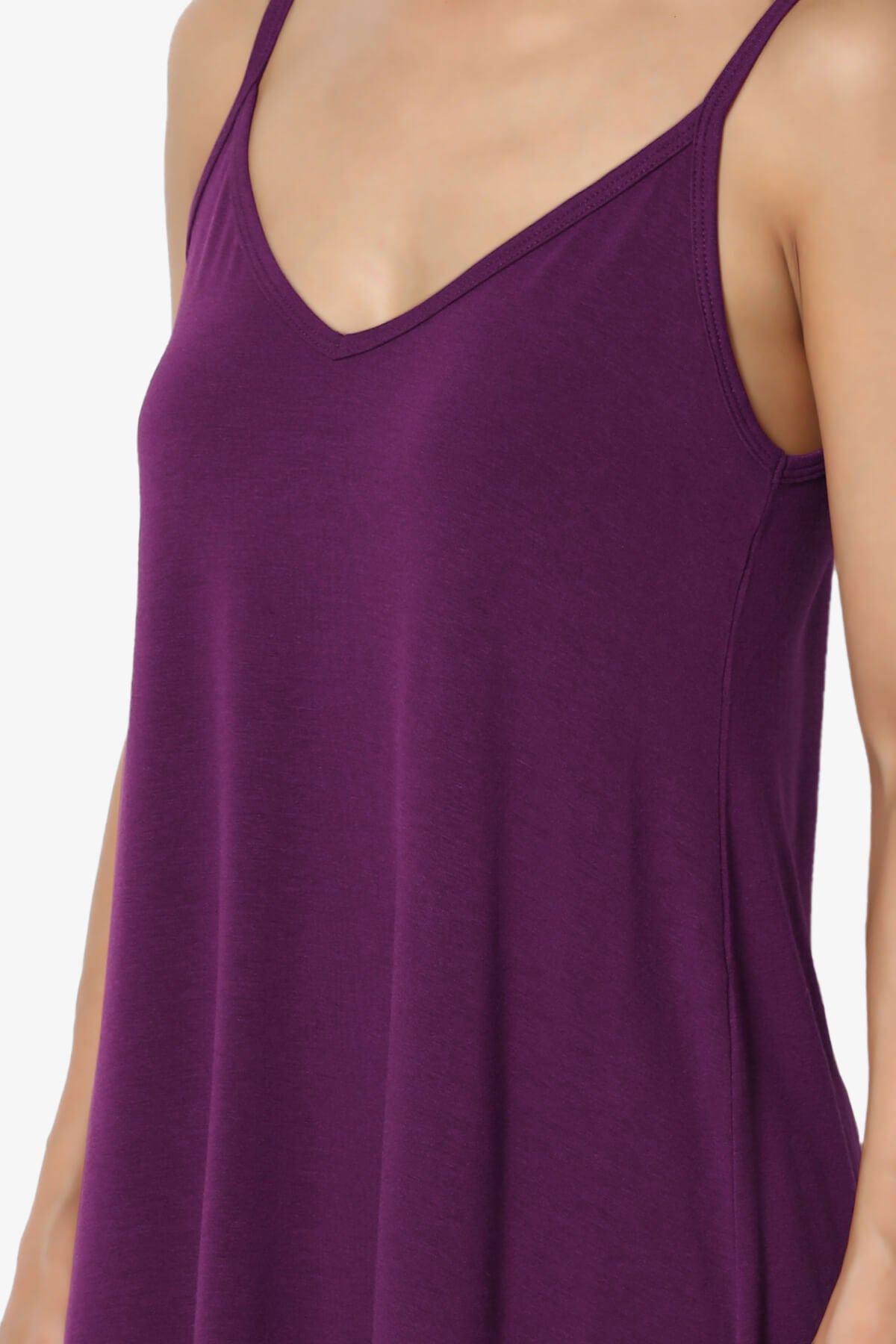 Chelsea Scoop & V Neck Flared Camisole Top DARK PLUM_5