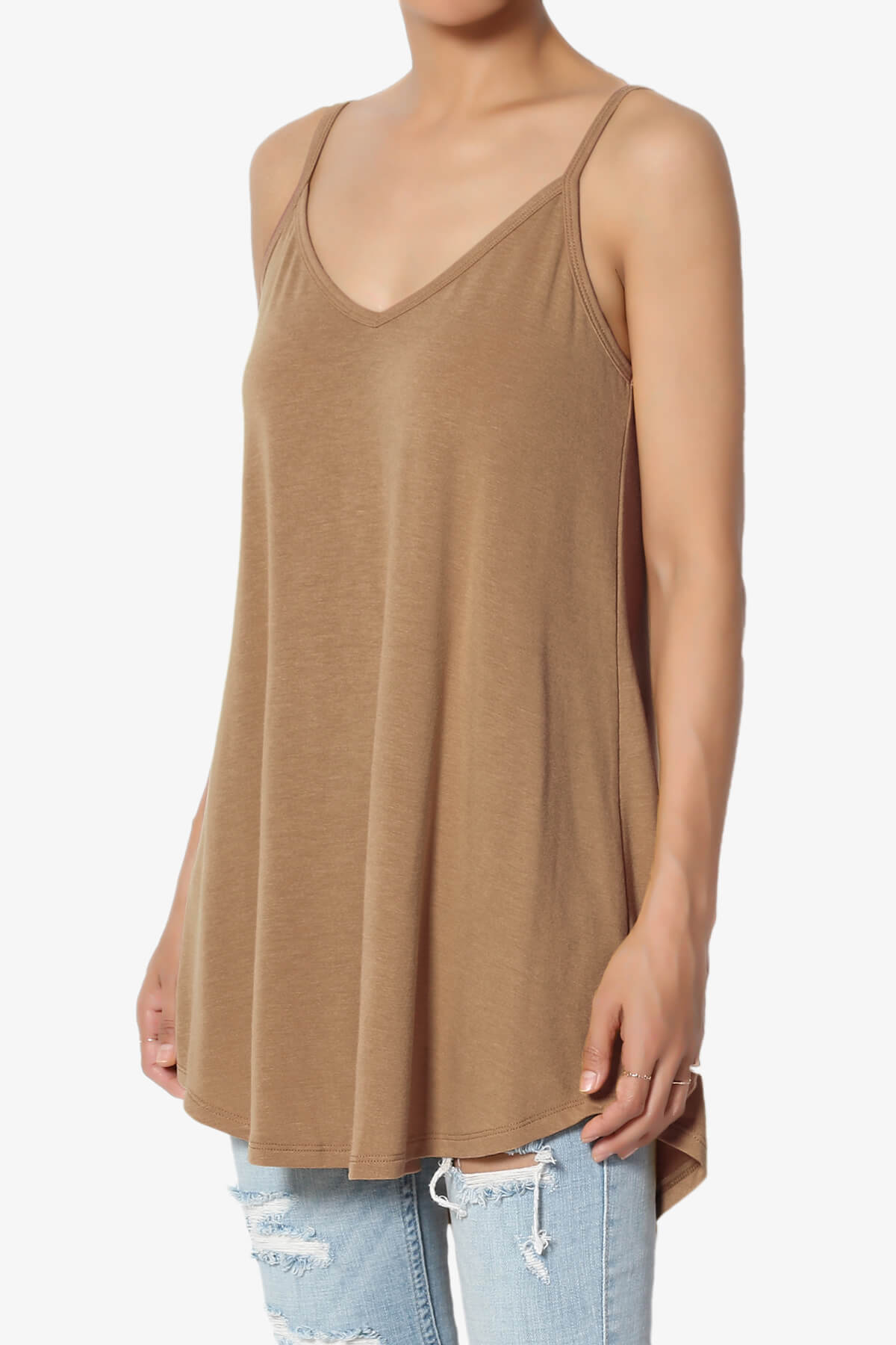 Chelsea Scoop & V Neck Flared Camisole Top DEEP CAMEL_3