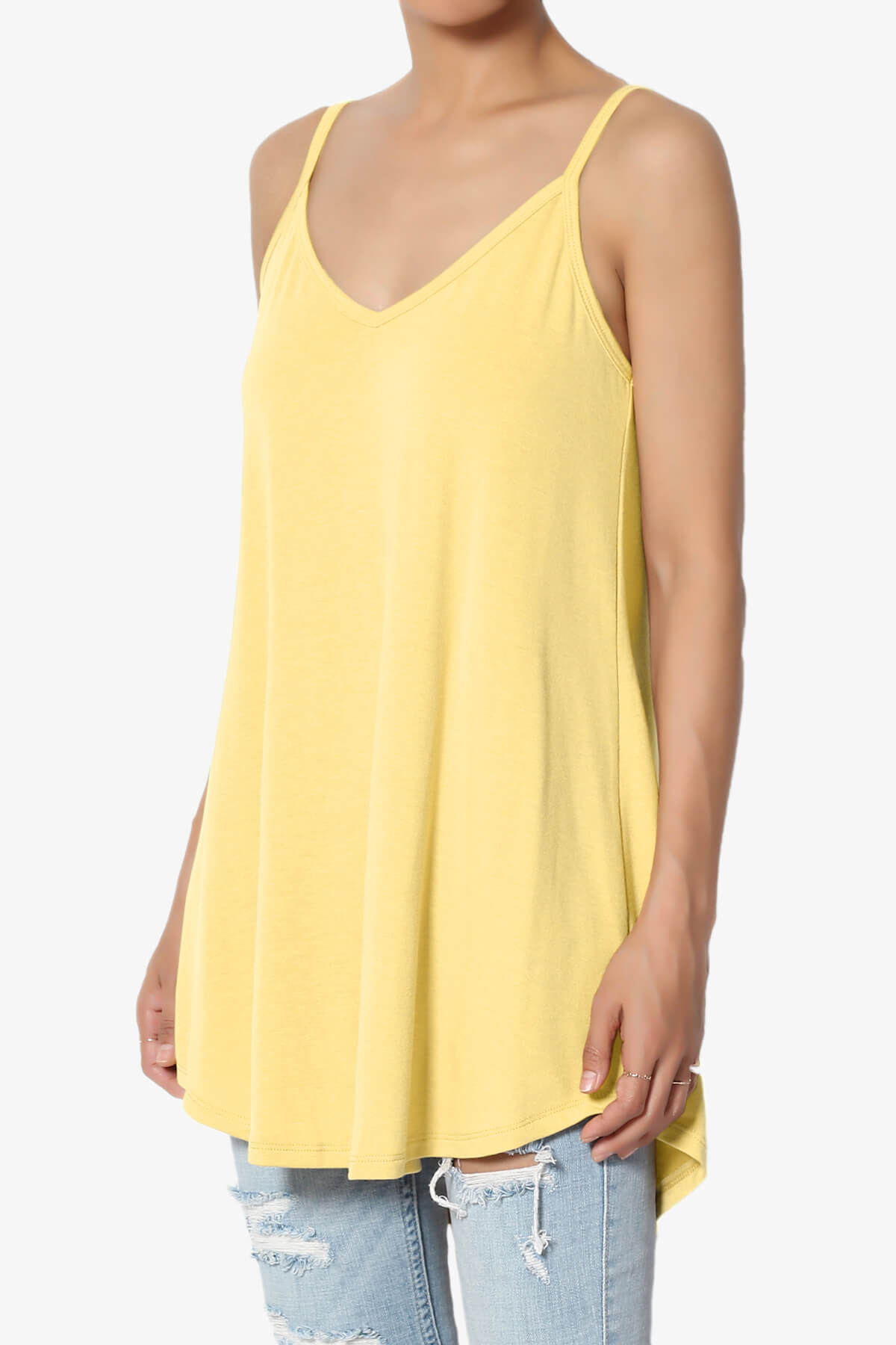 Chelsea Scoop & V Neck Flared Camisole Top DUSTY BANANA_3