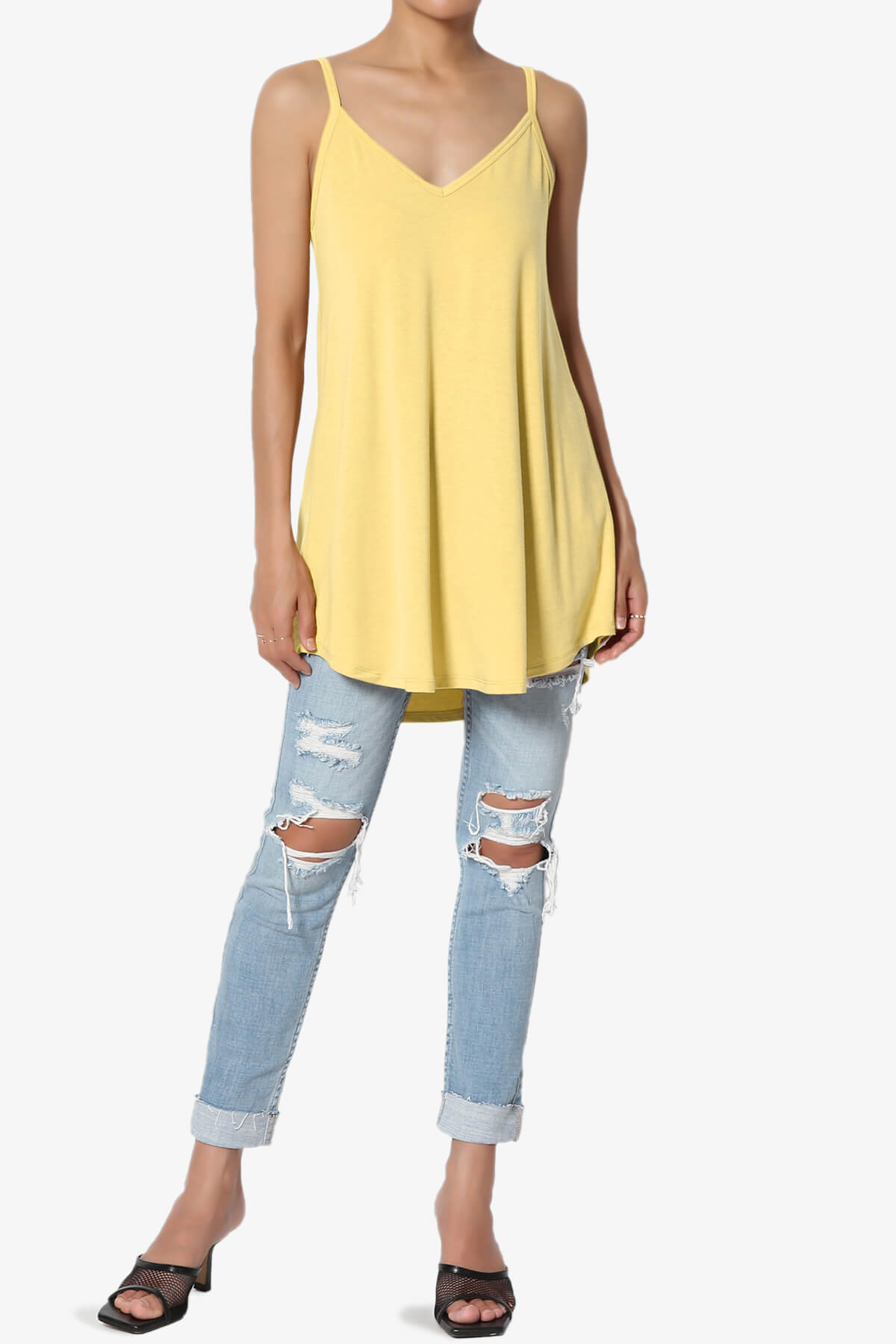 Chelsea Scoop & V Neck Flared Camisole Top DUSTY BANANA_6