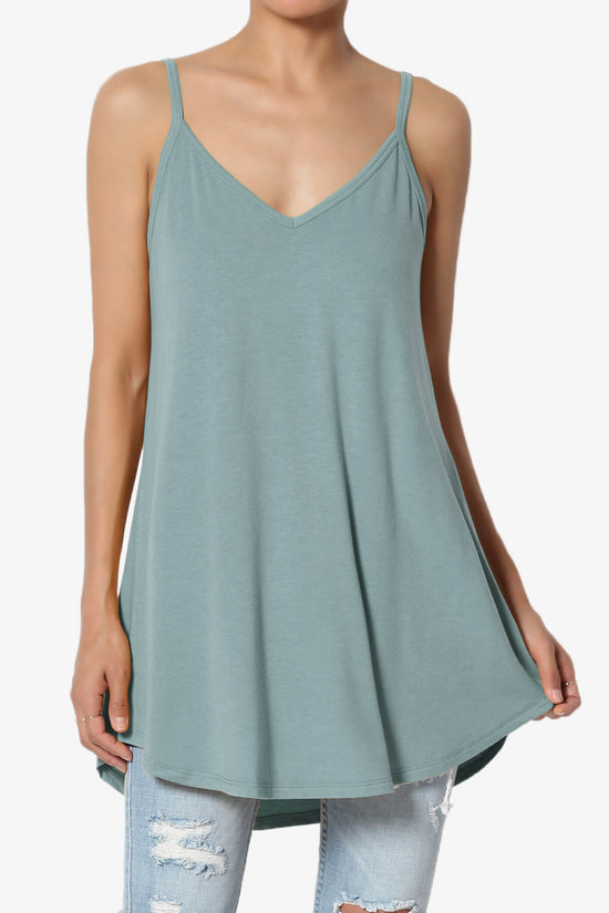 Chelsea Scoop & V Neck Flared Camisole Top DUSTY BLUE_1