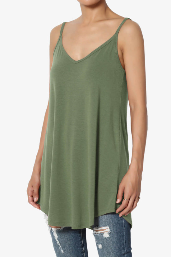Chelsea Scoop & V Neck Flared Camisole Top DUSTY OLIVE_3
