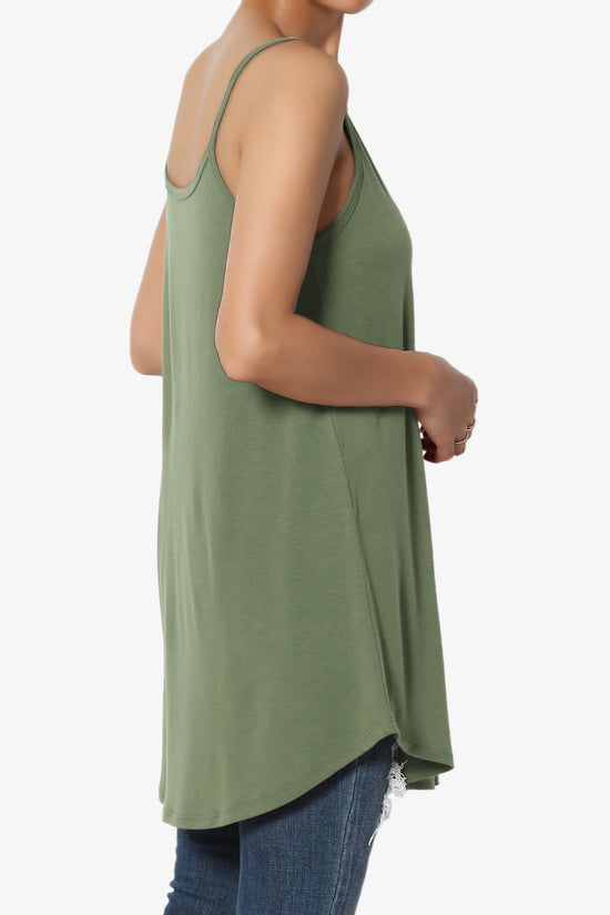 Chelsea Scoop & V Neck Flared Camisole Top DUSTY OLIVE_4