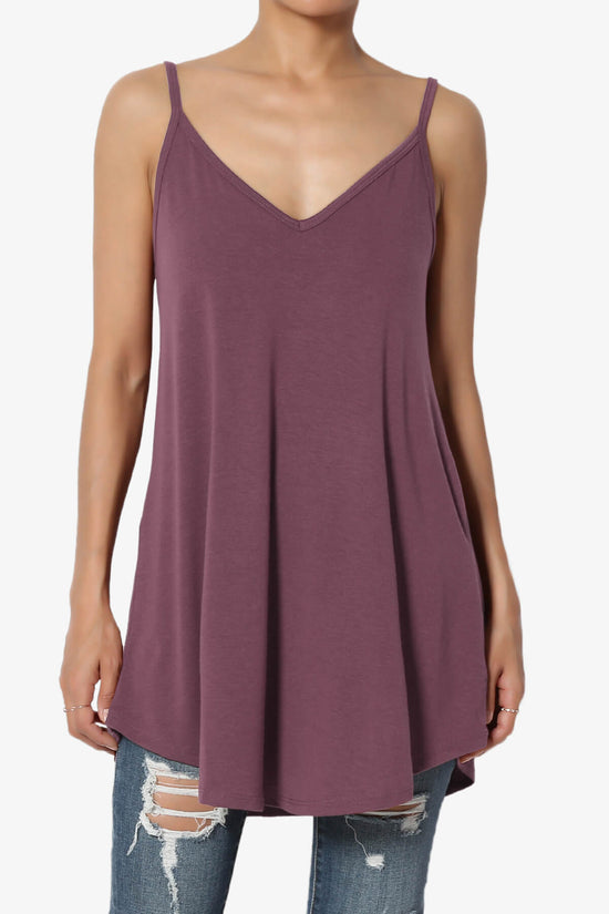 Chelsea Scoop & V Neck Flared Camisole Top DUSTY PLUM_1
