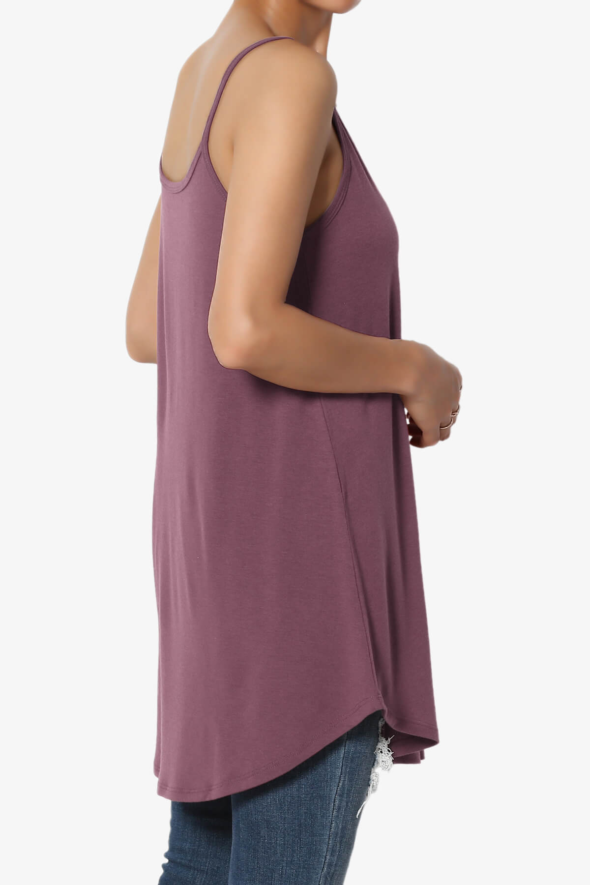 Chelsea Scoop & V Neck Flared Camisole Top DUSTY PLUM_4