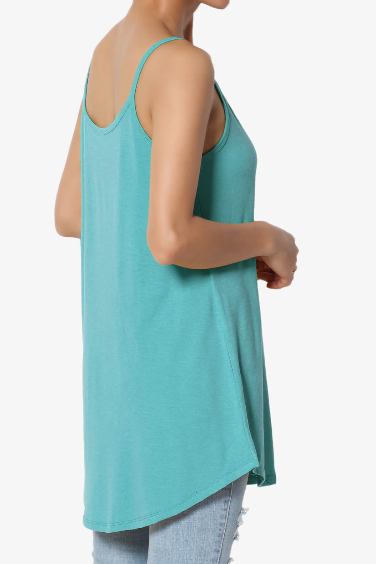 Chelsea Scoop & V Neck Flared Camisole Top DUSTY TEAL_4
